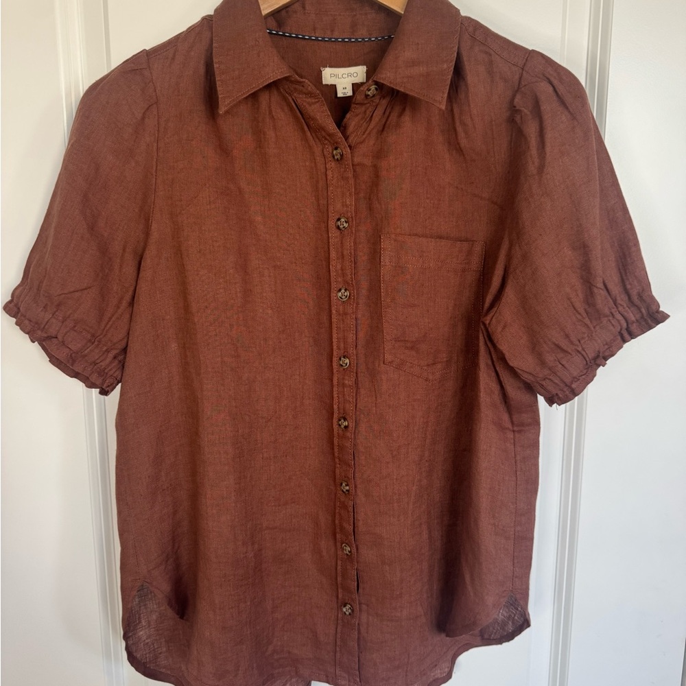 Pilcro Anthropology The Aly Puff Sleeve Linen Edition XS - Picture 2 of 11